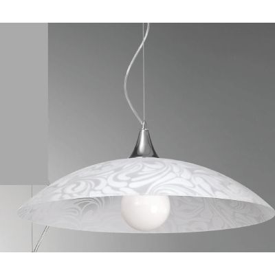 MARMO LAMPADARIO A SOSPENSIONE D50 STILE CLASSICO ECONOMICO IN VETRO BIANCO DAMASCATO CRISTALENSI LUX - Cristalensi Shop Online