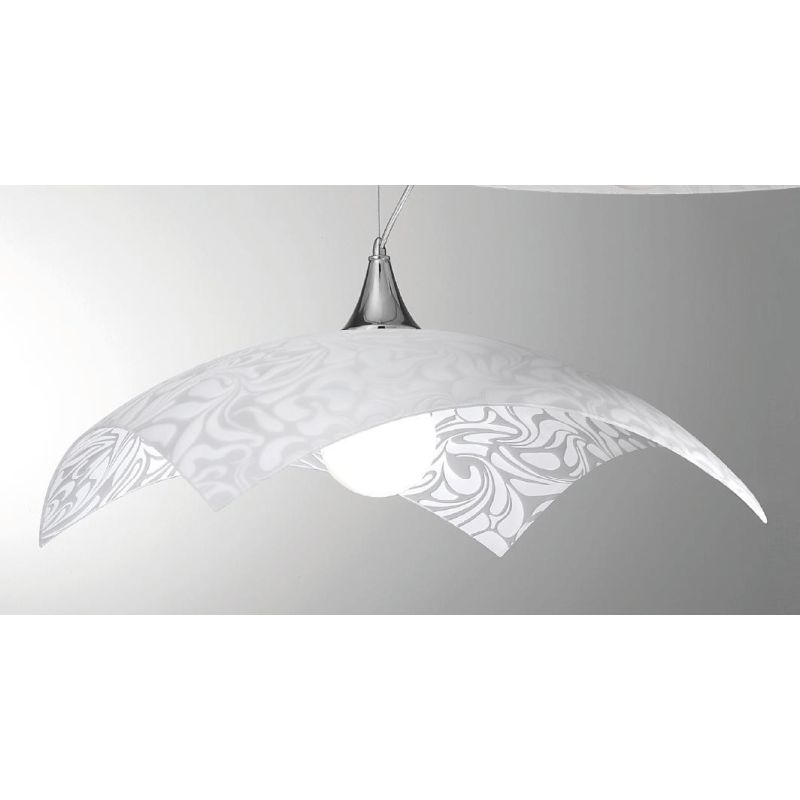 MARMO SOSPENSIONE QUADRATA 50X50 CLASSICA ED ECONOMICA IN VETRO BIANCO DAMASCATO CRISTALENSI LUX - Cristalensi Shop Online