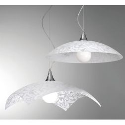 MARMO SOSPENSIONE QUADRATA 50X50 CLASSICA ED ECONOMICA IN VETRO BIANCO DAMASCATO CRISTALENSI LUX - Cristalensi Shop Online 2