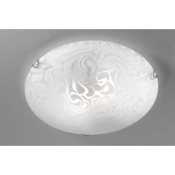 MARMO PLAFONIERA ROTONDA CLASSICA D30 IN VETRO BIANCO DAMASCATO ECONOMICA CRISTALENSI LUX - Cristalensi Shop Online