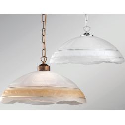 ISCHIA SOSPENSIONE IN STILE CLASSICO CLASSICO D50 IN VETRO SATINATO CON DECORO AMBRA O ARGENTO CRISTALENSI LUX - Cristalensi Sho