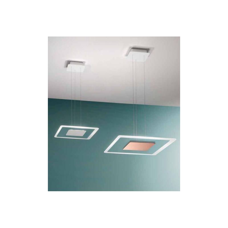 ARUBA SOSPENSIONE MODERNA A DOPPIA EMISSIONE LUCE CROMO ORO O RAME LED 19W LUCE 3000K Linea Light - Cristalensi Shop Online