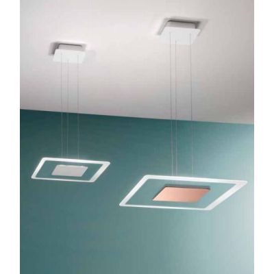 ARUBA SOSPENSIONE MODERNA A DOPPIA EMISSIONE LUCE CROMO ORO O RAME LED 19W LUCE 3000K Linea Light - Cristalensi Shop Online
