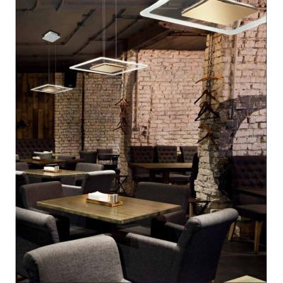 ARUBA SOSPENSIONE MODERNA A DOPPIA EMISSIONE LUCE CROMO ORO O RAME LED 19W LUCE 3000K Linea Light - Cristalensi Shop Online