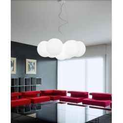 OH!IN GRANDE LAMPADARIO A 7 SFERE D84 DAL DESIGN MODERNO COLORE BIANCO DELLA LINEA LIGHT Linea Light - Cristalensi Shop Online