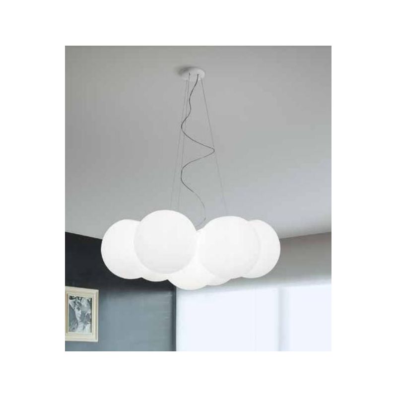 OH!IN GRANDE LAMPADARIO A 7 SFERE D84 DAL DESIGN MODERNO COLORE BIANCO DELLA LINEA LIGHT Linea Light - Cristalensi Shop Online