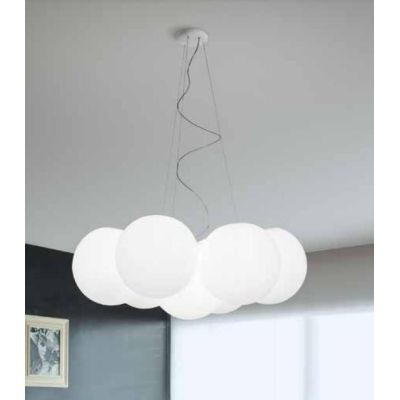 OH!IN GRANDE LAMPADARIO A 7 SFERE D84 DAL DESIGN MODERNO COLORE BIANCO DELLA LINEA LIGHT Linea Light - Cristalensi Shop Online