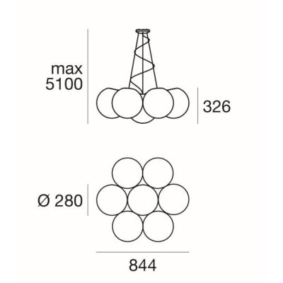 OH!IN GRANDE LAMPADARIO A 7 SFERE D84 DAL DESIGN MODERNO COLORE BIANCO DELLA LINEA LIGHT Linea Light - Cristalensi Shop Online
