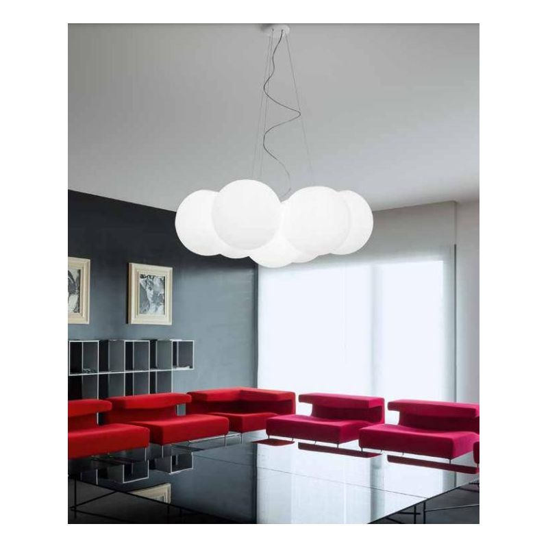 OH!IN GRANDE LAMPADARIO A 7 SFERE D114 DAL DESIGN MODERNO COLORE BIANCO DELLA LINEA LIGHT Linea Light - Cristalensi Shop Online