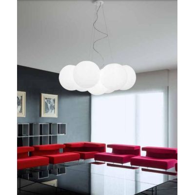 OH!IN GRANDE LAMPADARIO A 7 SFERE D114 DAL DESIGN MODERNO COLORE BIANCO DELLA LINEA LIGHT Linea Light - Cristalensi Shop Online
