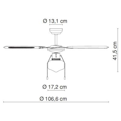 CHAMPION VENTILATORE DIAMETRO 107 CON LUCE COMANDI CON CATENELLE E PALE REVERSIBILI Globo Lighting - Cristalensi Shop Online