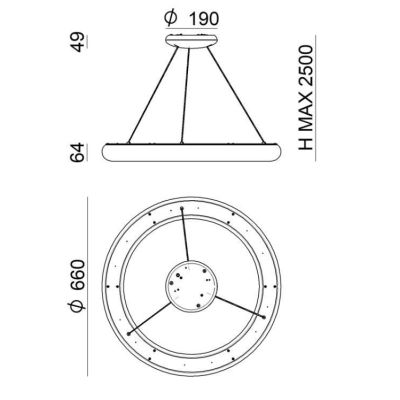 POLO LAMPADARIO MODERNO AD ANELLO D66 LED INTEGRATO 31W LUCE 3000K BIANCO DELLA LINEA LIGHT Linea Light - Cristalensi Shop Onlin