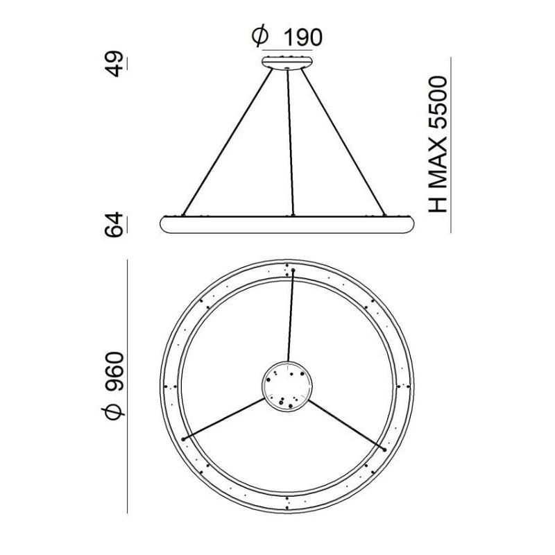 POLO LAMPADARIO AD ANELLO D96 LED 51W LUCE 3000K BIANCO MODERNO DELLA LINEA LIGHT Linea Light - Cristalensi Shop Online