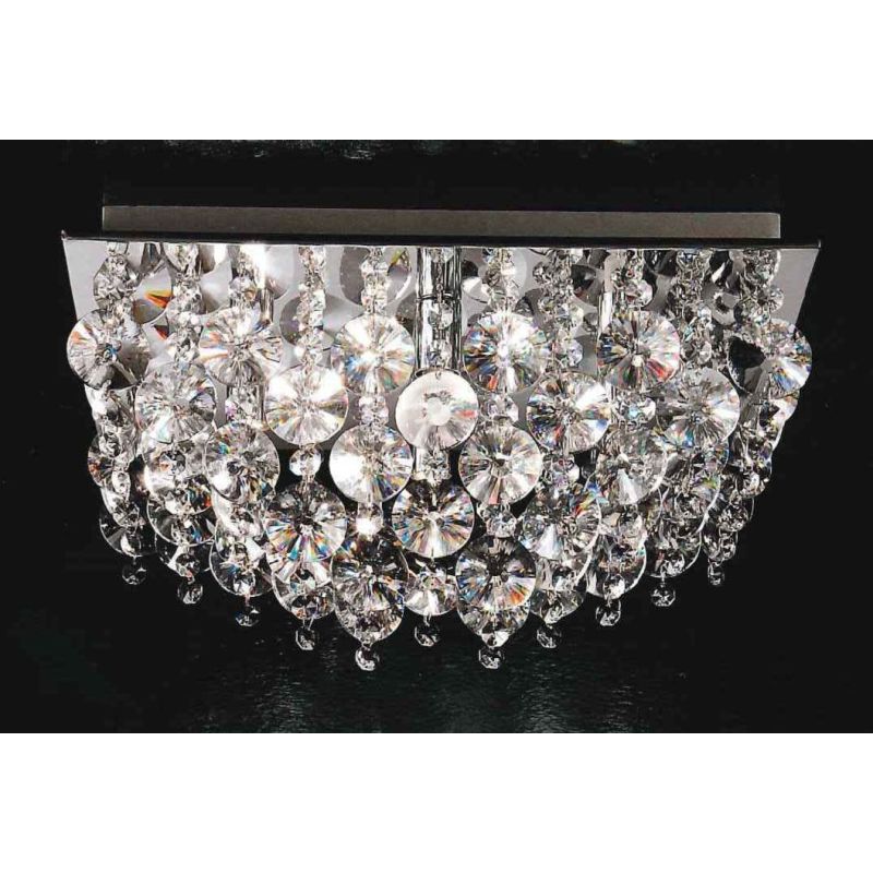 PLAFONIERA GRANDE 50X50 CM IN CROMO LUCIDO CON CRISTALLI DI PERENZ Perenz - Cristalensi Shop Online