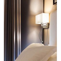 APPLIQUE IN CROMO SATINATO CON PARALUME BIANCO E LED FLESSIBILE CON INTERRUTTORI SX/DX Perenz - Cristalensi Shop Online 2