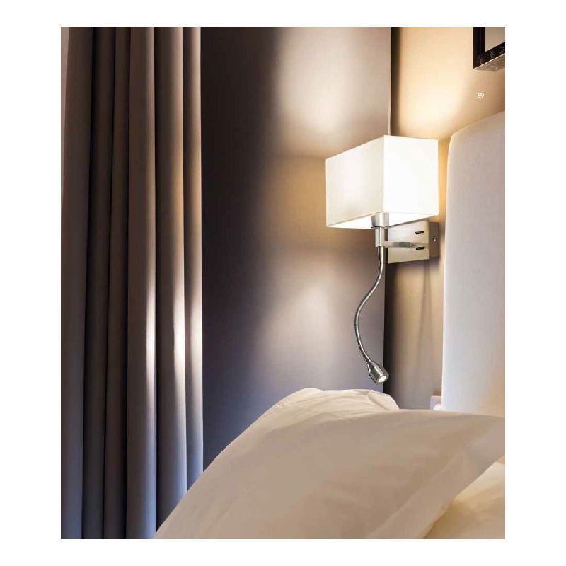 APPLIQUE IN CROMO SATINATO CON PARALUME BIANCO E LED FLESSIBILE CON INTERRUTTORI SX/DX Perenz - Cristalensi Shop Online
