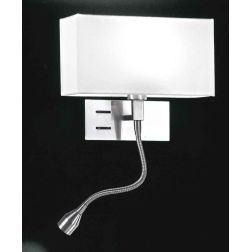 APPLIQUE IN CROMO SATINATO CON PARALUME BIANCO E LED FLESSIBILE CON INTERRUTTORI SX/DX Perenz - Cristalensi Shop Online