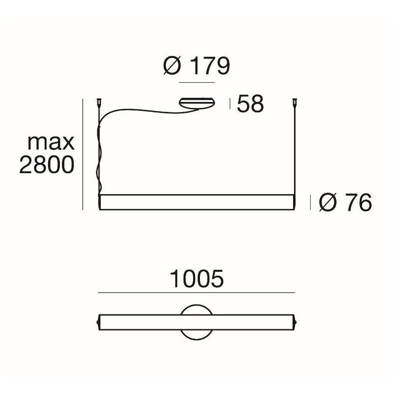 TU-O LAMPADARIO A SOSPENSIONE TUBOLARE DIMMERABILE LED 36W LUCE 3000K DESIGN MODERNO Linea Light - Cristalensi Shop Online