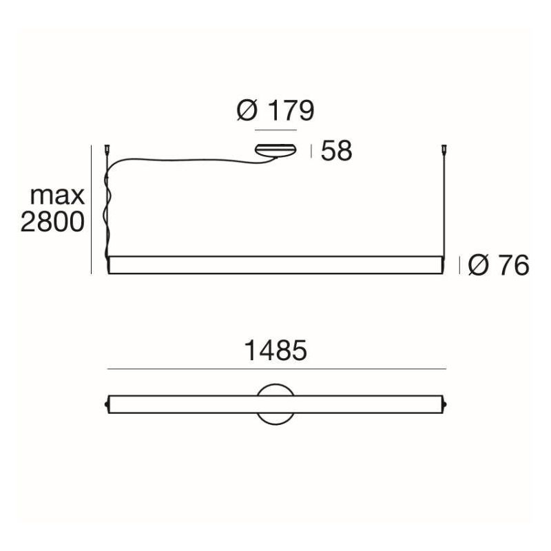 TU-O GRANDE SOSPENSIONE TUBOLARE DIMMERABILE LED56W LUCE 3000K DESIGN MODERNO Linea Light - Cristalensi Shop Online