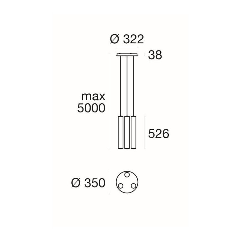 TU-V SOSPENSIONE MODERNA A TRE LUCI DIMMERABILE LED 56W LUCE 3000K DELLA LINEA LIGHT Linea Light - Cristalensi Shop Online