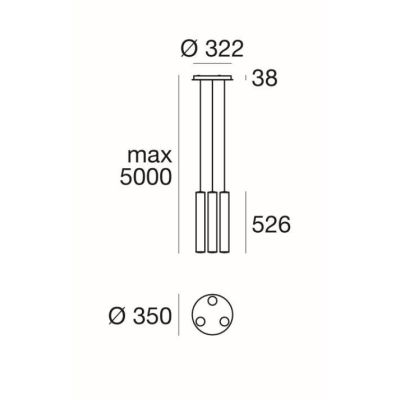 TU-V SOSPENSIONE MODERNA A TRE LUCI DIMMERABILE LED 56W LUCE 3000K DELLA LINEA LIGHT Linea Light - Cristalensi Shop Online