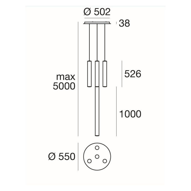 TU-V SOSPENSIONE MODERNA A QUATTRO LUCI DIMMERABILE LED 93W LUCE 3000K DELLA LINEA LIGHT Linea Light - Cristalensi Shop Online
