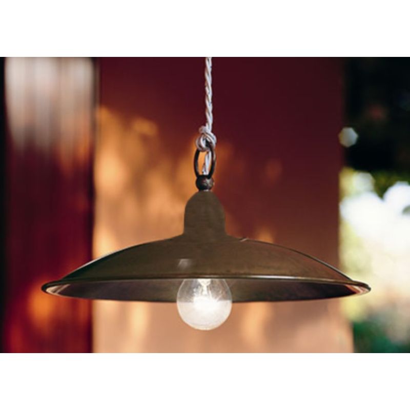 SOSPENSIONE CON PIATTO DI METALLO DIAMETRO 41 CM RUGGINE O AVORIO CRISTALENSI TUSCANY - Cristalensi Shop Online