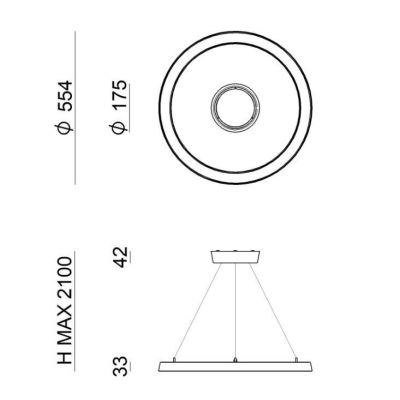 LIRA SOSPENSIONE MODERNA DA ESTERNI IP65 IN ALLUMINIO NERO O MARRONE LED 30W LUCE 3000K Linea Light - Cristalensi Shop Online