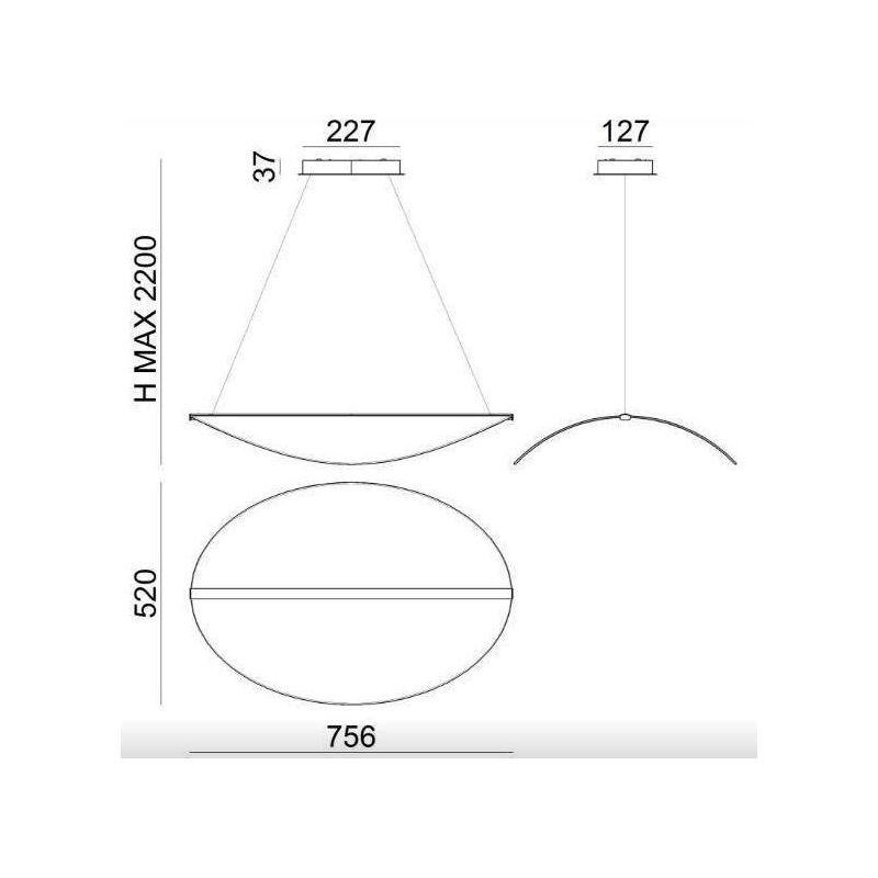 DIPHY GRANDE LAMPADARIO A SOSPENSIONE DIMMERABILE LED 40W LUCE 3000K ULTRAMODERNO DELLA LINEA LIGHT STILNOVO MA&DE - Cristalensi