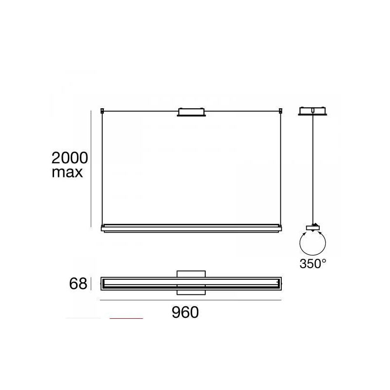 TABLET P1 SOSPENSIONE DI 96 CM 23W LED BIANCA O NERA MODERNA LUCE DIREZIONABILE STILNOVO MA&DE - Cristalensi Shop Online