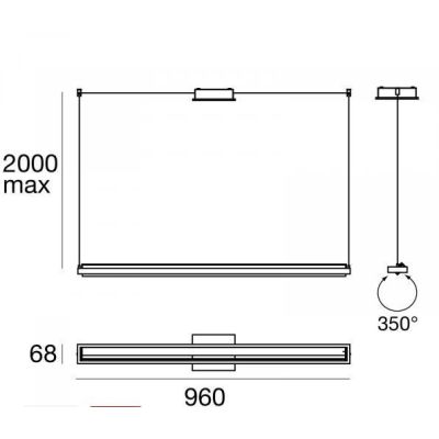 TABLET P1 SOSPENSIONE DI 96 CM 23W LED BIANCA O NERA MODERNA LUCE DIREZIONABILE STILNOVO MA&DE - Cristalensi Shop Online