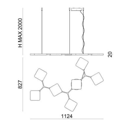 QUAD P7 SOSPENSIONE A 7 MODULI LED 42W LUCE 3000K BIANCO O NERO ORIGINALE E MODERNO STILNOVO MA&DE - Cristalensi Shop Online