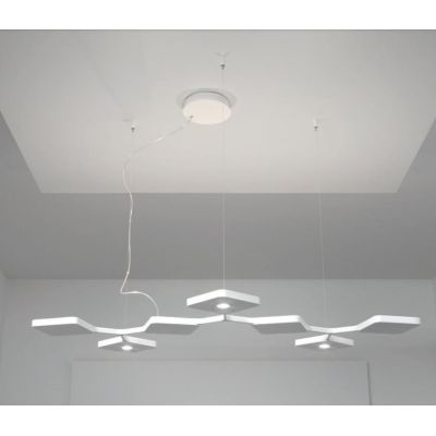 QUAD P7 SOSPENSIONE 7 LUCI LED 47W LUCE 3000K BIEMISSIONE BIANCO O NERO ORIGINALE E MODERNO STILNOVO MA&DE - Cristalensi Shop On
