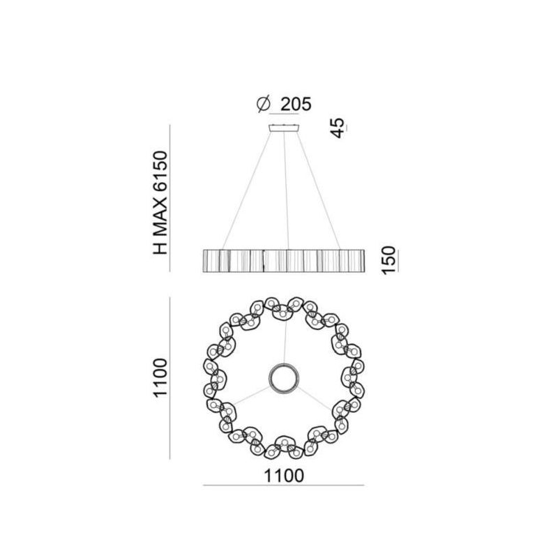 HONEY GRANDE SOSPENSIONE ROTONDA D110 LED 105W LUCE 2700K DIMMERABILE BIANCA MARCHIO STILNOVO STILNOVO MA&DE - Cristalensi Shop 