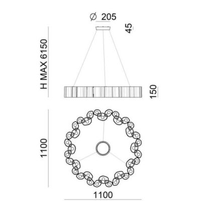 HONEY GRANDE SOSPENSIONE ROTONDA D110 LED 105W LUCE 2700K DIMMERABILE BIANCA MARCHIO STILNOVO STILNOVO MA&DE - Cristalensi Shop 