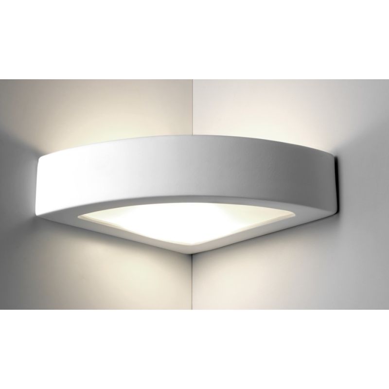8056 LAMPADA A PARETE ANGOLARE IN CERAMICA EFFETTO GESSO VERNICIABILE 9010 BELFIORE - Cristalensi Shop Online