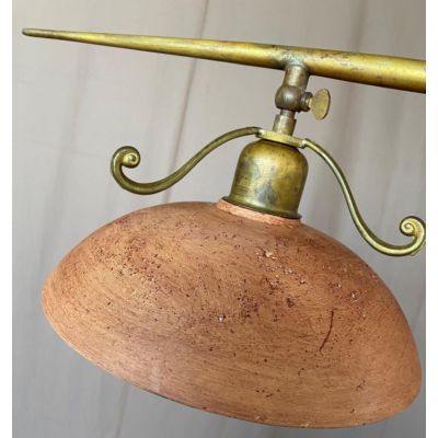 ANTICO TOSCANO PLAFONIERA LUNGHEZZA 120 CM IN OTTONE E PIATTI IN TERRACOTTA CRISTALENSI OTTONE - Cristalensi Shop Online