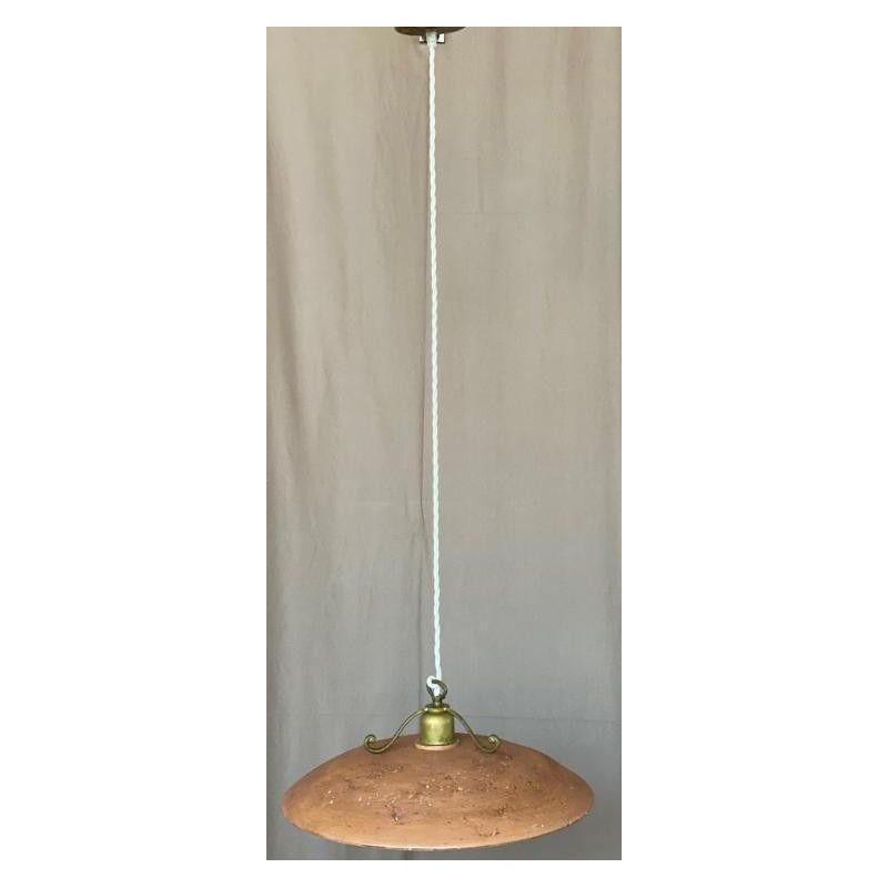 ANTICO TOSCANO LAMPADARIO IN STILE RUSTICO DIAMETRO 25 CM PIATTO IN TERRACOTTA CRISTALENSI OTTONE - Cristalensi Shop Online