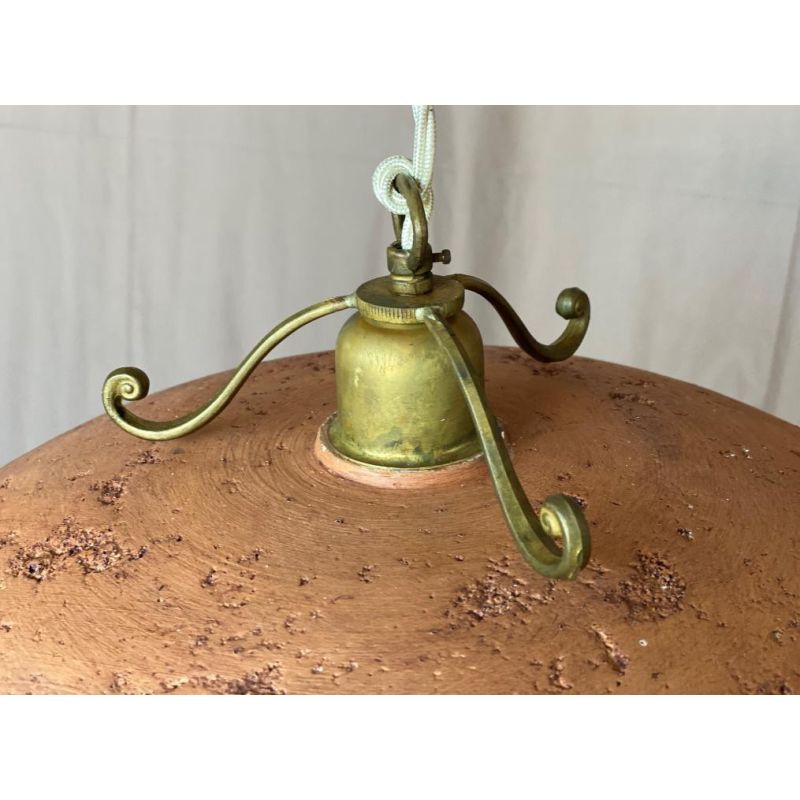 ANTICO TOSCANO LAMPADARIO IN STILE RUSTICO DIAMETRO 25 CM PIATTO IN TERRACOTTA CRISTALENSI OTTONE - Cristalensi Shop Online