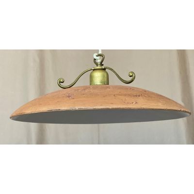 ANTICO TOSCANO LAMPADARIO A SOSPENSIONE DIAMETRO 40 CM CON PIATTO IN TERRACOTTA CRISTALENSI OTTONE - Cristalensi Shop Online