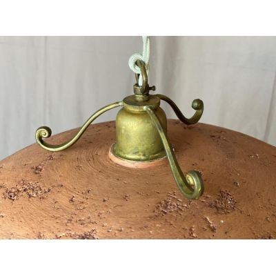 ANTICO TOSCANO LAMPADARIO A SOSPENSIONE DIAMETRO 40 CM CON PIATTO IN TERRACOTTA CRISTALENSI OTTONE - Cristalensi Shop Online