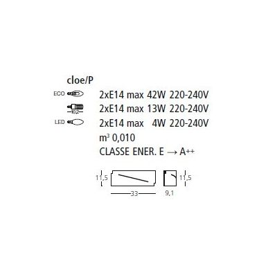 CLOE LAMPADA DA PARETE METALLO PICCOLO GEA LUCE - Cristalensi Shop Online