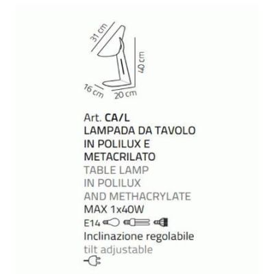 CALLE LAMPADA DA TAVOLO IN POLILUX BIANCO CON BASE IN 3 COLORI MODERNA DI LINEA ZERO MADE IN ITALY Linea Zero - Cristalensi Shop