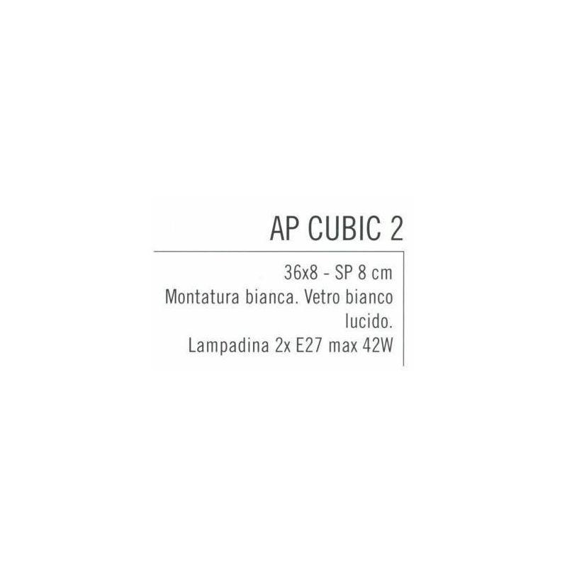 CUBIC PARETE/SOFFITTO LAMPADA IN VETRO BIANCO LATTE LUCIDO 2XE27 Illuminando - Cristalensi Shop Online