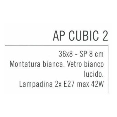 CUBIC PARETE/SOFFITTO LAMPADA IN VETRO BIANCO LATTE LUCIDO 2XE27 Illuminando - Cristalensi Shop Online