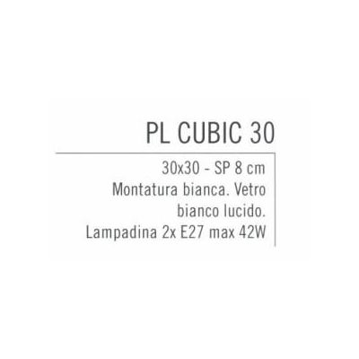 CUBIC PLAFONIERA PICCOLA 30x30 CM IN VETRO BIANCO LATTE LUCIDO Illuminando - Cristalensi Shop Online