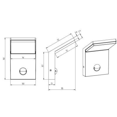 PEARL APPLIQUE DA ESTERNO CON SENSORE DI MOVIMENTO SQUADRATA IP54 ANTRACITE LED 9W LUCE 3000K TRIO LIGHTING - Cristalensi Shop O
