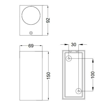 ROYA APPLIQUE SQUADRATA PER ESTERNI IP44 BIEMISSIONE DI LUCE 3 COLORI ATTACCO 2XGU10 TRIO LIGHTING - Cristalensi Shop Online