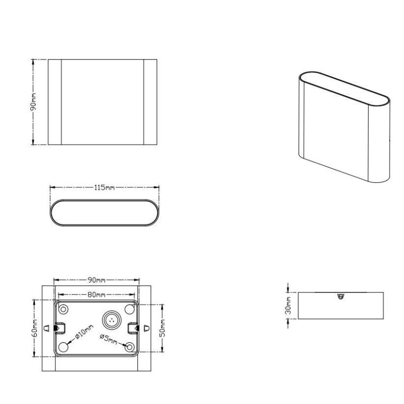 THAMES II LAMPADA DA PARETE A BIEMISSIONE IP54 DA ESTERNI ANTRACITE O BIANCA LED 2W LUCE 3000K TRIO LIGHTING - Cristalensi Shop 