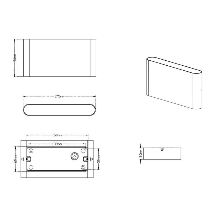 THAMES II LAMPADA DA PARETE A BIEMISSIONE IP54 DA ESTERNI LED 4W ANTRACITE O BIANCO TRIO LIGHTING - Cristalensi Shop Online